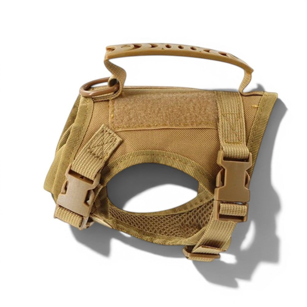 Harnais pour chat Esprit Chat en nylon beige avec poignée intégrée et sangles réglables. Caractéristique détachable.