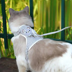 Harnais Esprit Chat pour chat en polyester gris avec motif ours, idéal pour les promenades en extérieur
