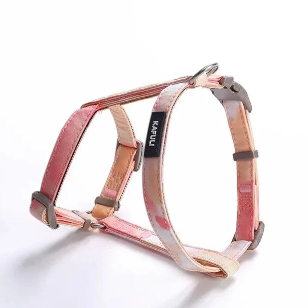 Harnais pour chat Esprit Chat rose à motif tie-dye avec boucle de sécurité et anneau en métal