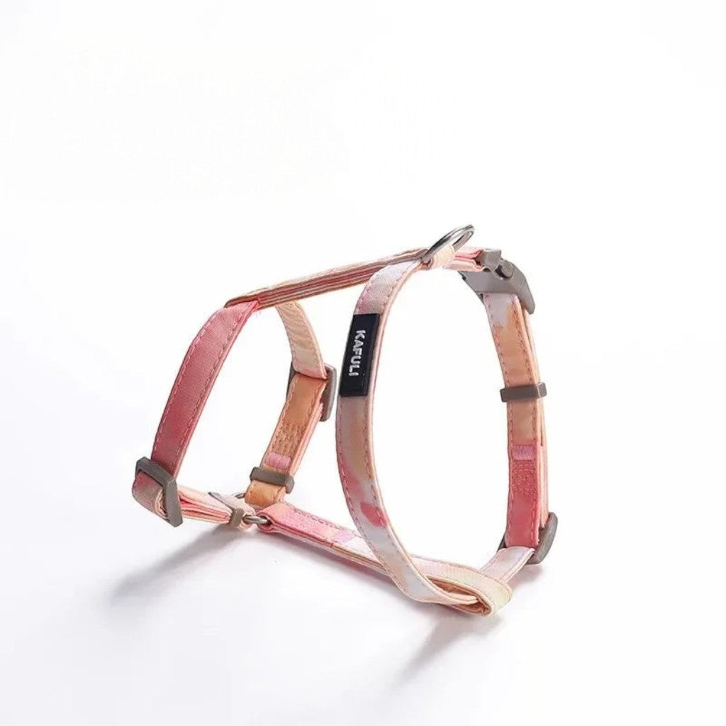 Harnais pour chat Esprit Chat rose à motif aquarelle avec boucles ajustables et anneau en métal