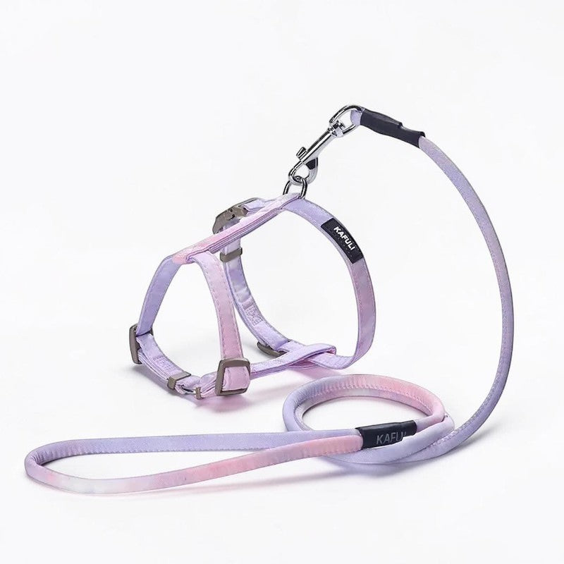 Harnais et laisse Esprit Chat pour chaton, motif tie-dye violet et rose avec attaches sécurisées