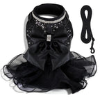 Harnais Esprit Chat noir pour petit chien ou chat avec sequins, nœud papillon en satin et jupe en tulle