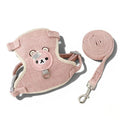 Harnais Esprit Chat rose en polyester avec motif ours mignon et laisse assortie pour chat