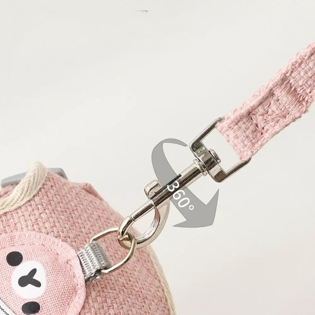 Harnais Esprit Chat rose en polyester avec mousqueton pivotant à 360 degrés pour chat
