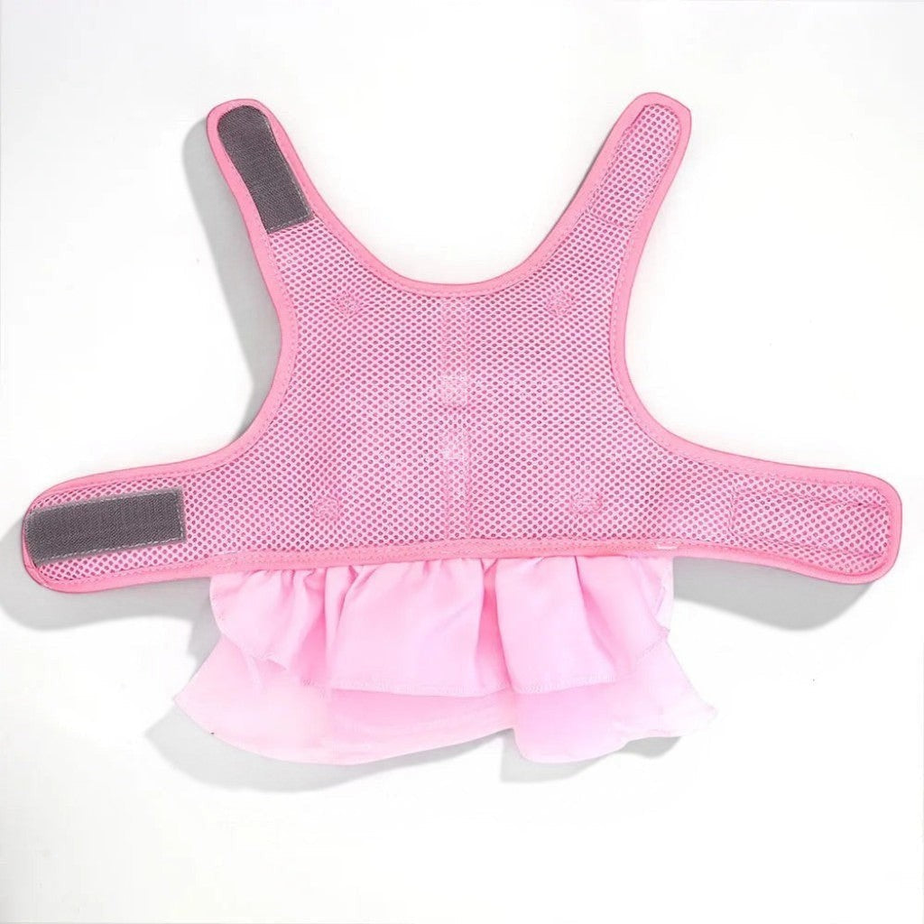 Harnais Esprit Chat rose pour petit chien ou chat en nylon respirant avec jupe à volants et fermeture ajustable