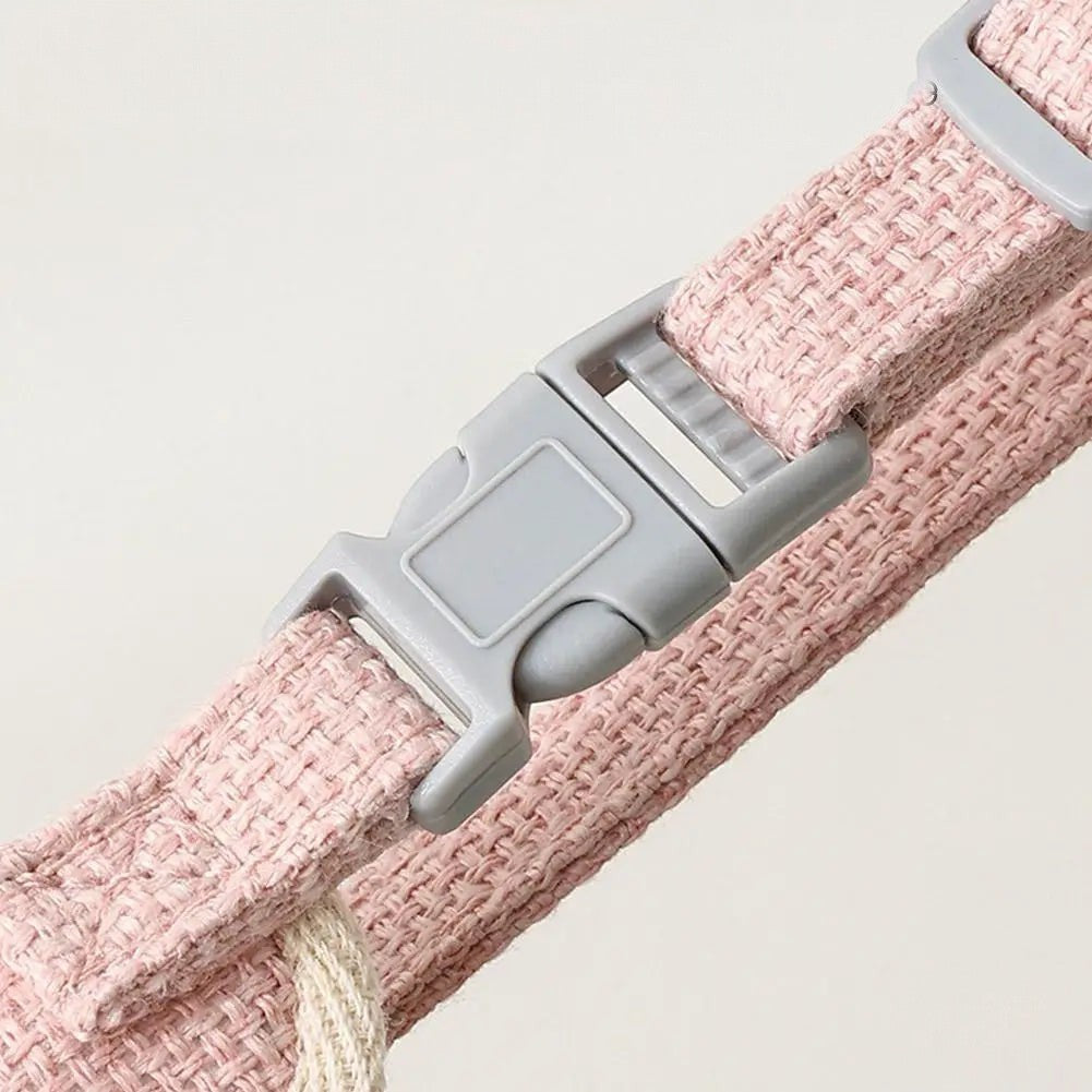 Harnais Esprit Chat rose en polyester avec boucle de fermeture grise ajustable pour chat