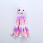 Jouet en peluche Esprit Chat en forme de poulpe rose et violet, doux et amusant pour divertir votre chat.