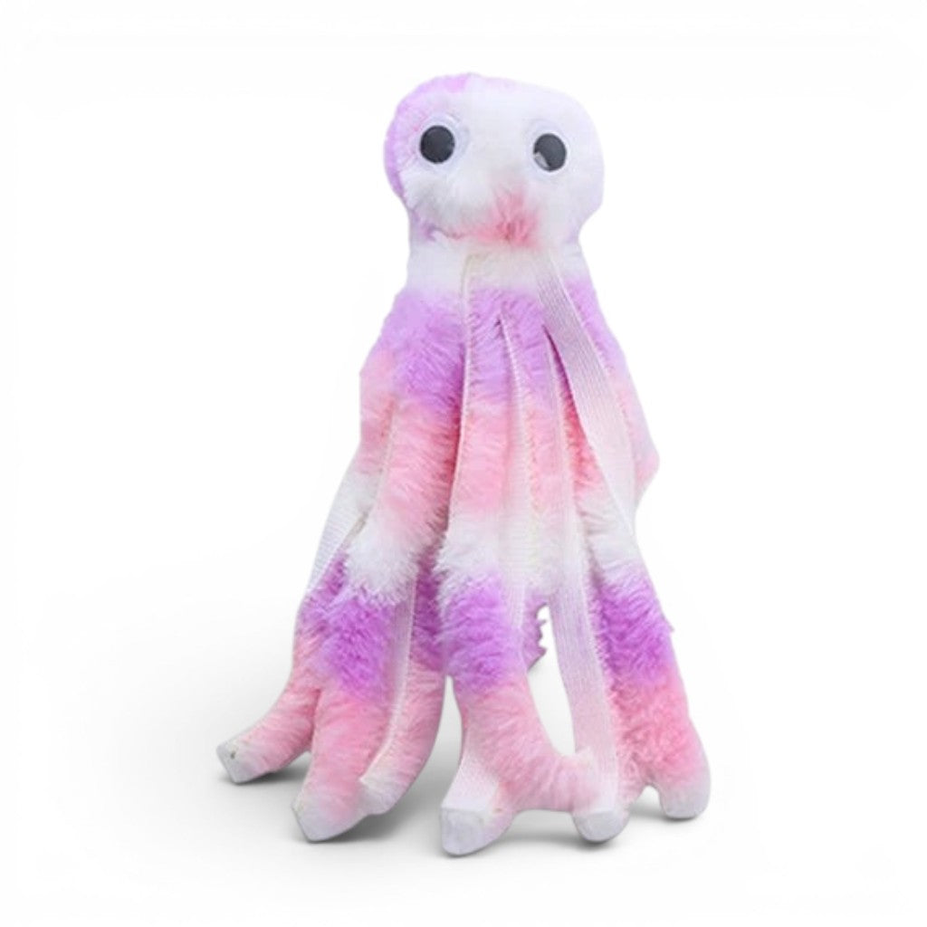 Jouet en peluche Esprit Chat en forme de poulpe multicolore rose et violet avec de grands yeux pour chat
