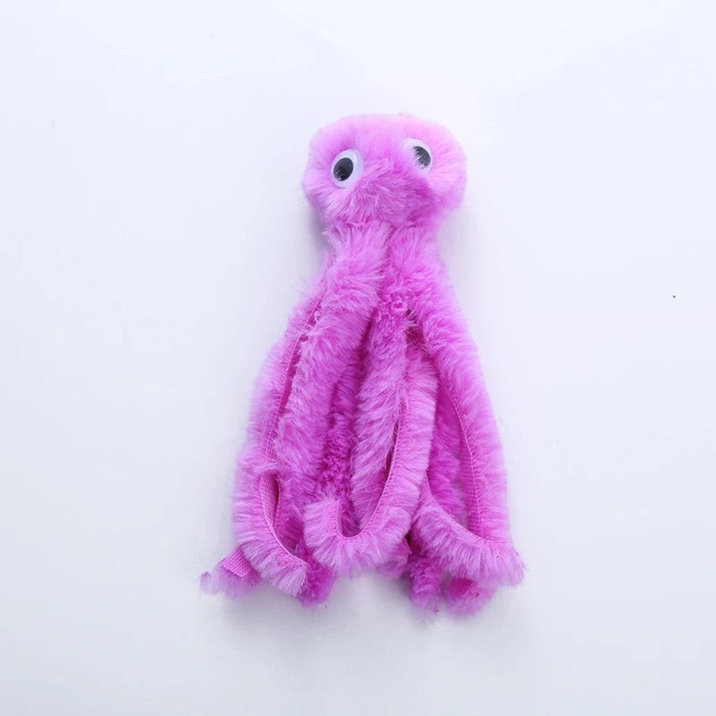 Jouet pour chat Esprit Chat en forme de poulpe rose en peluche douce avec des yeux mobiles