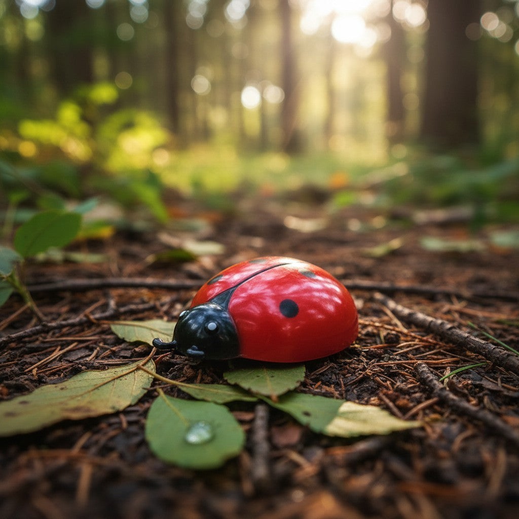 Esprit Chat jouet électronique en forme de coccinelle rouge et noire, en plastique, pour chat.