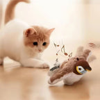 Chaton jouant avec un oiseau en peluche interactif Esprit Chat, jouet électrique vibrant pour stimuler l'instinct