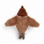 Jouet interactif Esprit Chat en forme d'oiseau en peluche marron avec plumes pour stimuler l'instinct du chat
