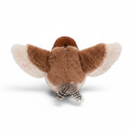 Jouet interactif Esprit Chat en forme d'oiseau en peluche douce marron avec des plumes pour stimuler votre chat.