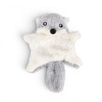 Jouet pour chat Esprit Chat en peluche grise et blanche en forme d'écureuil volant, avec papier froissé et clochette.