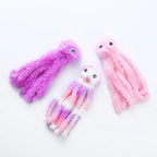 Lot de trois jouets pour chat en forme de pieuvre en peluche douce Esprit Chat, couleurs rose et violet.