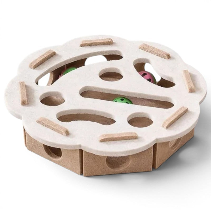 Jouet puzzle interactif Esprit Chat en feutre avec balles à grelots pour stimuler l'instinct de chasse du chat