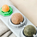 Jouet Esprit Chat rotatif avec boules d'herbe à chat et friandise pour le nettoyage des dents et la santé du chat