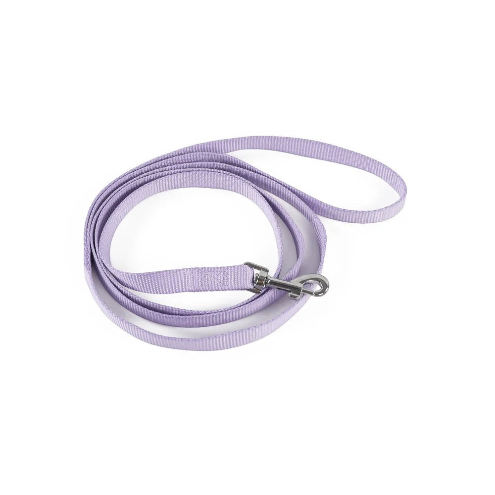 Laisse courte pour chat Esprit Chat en nylon lilas avec mousqueton métallique robuste pour promenades sécurisées
