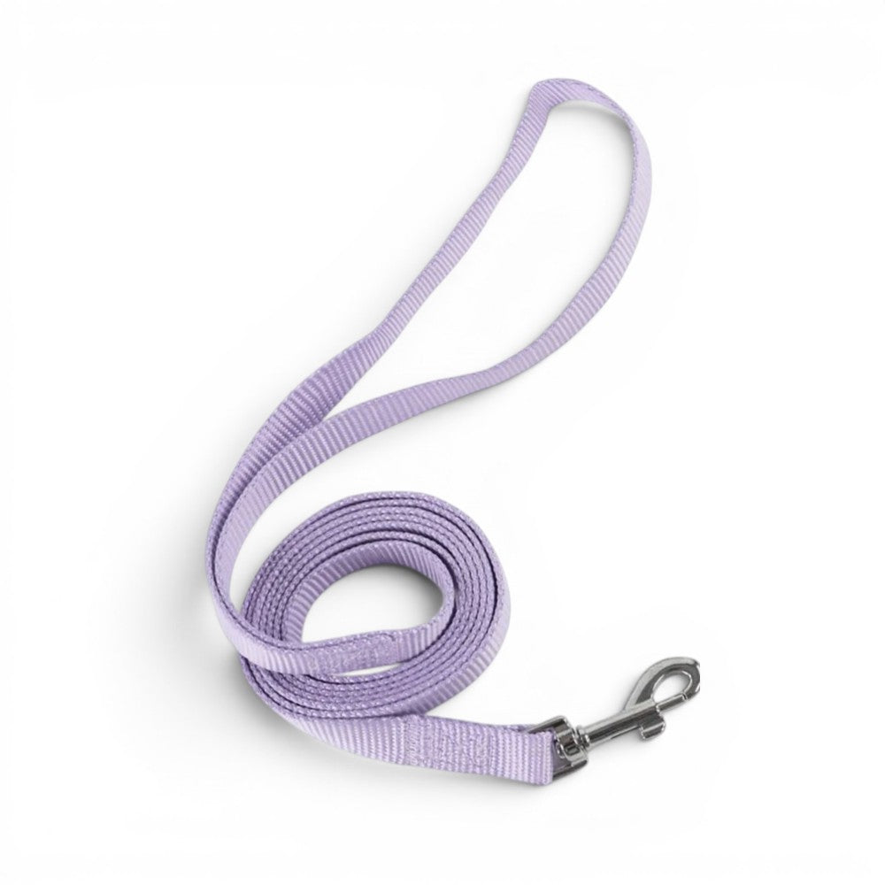 Laisse courte pour chat Esprit Chat en nylon lilas avec mousqueton métallique robuste
