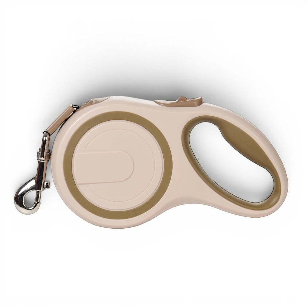 Laisse rétractable Esprit Chat beige et marron avec poignée ergonomique et mousqueton en métal robuste