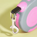 Laisse rétractable Esprit Chat rose et grise en plastique avec mousqueton métallique robuste pour chat ou petit chien