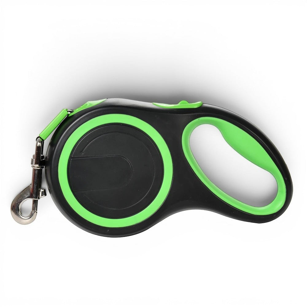 Laisse rétractable Esprit Chat noire et verte avec poignée ergonomique et mousqueton en métal robuste
