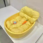 Lit douillet Esprit Chat jaune à motif vichy avec coussin rembourré confortable pour chat ou petit chien