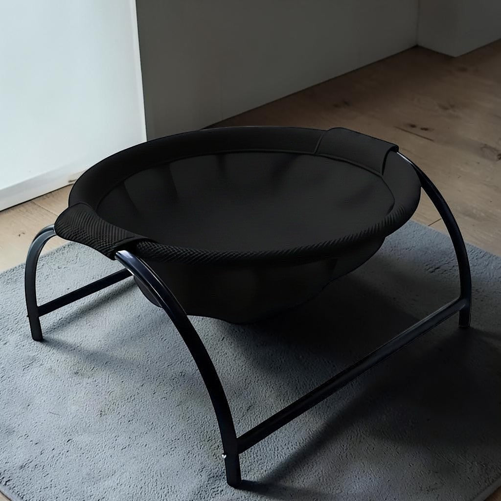 Lit hamac Esprit Chat noir en maille respirante avec structure en métal pour un confort optimal du chat