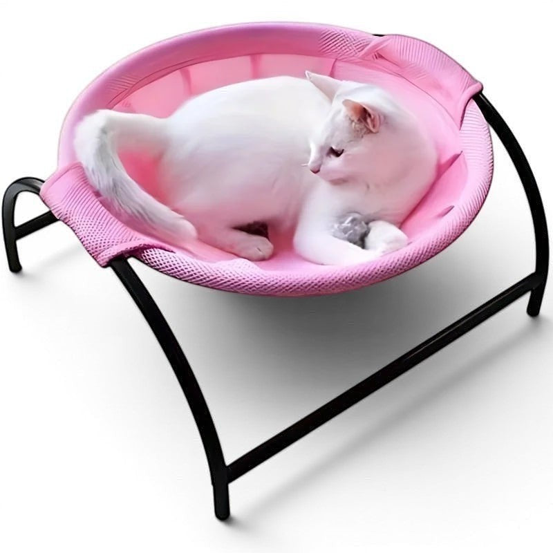 Lit hamac Esprit Chat rose en maille respirante avec structure en métal pour le confort de votre chat