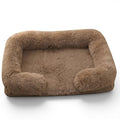Lit Esprit Chat rectangulaire en peluche marron doux avec rebords surélevés pour le confort de votre animal