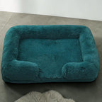 Lit pour chat Esprit Chat en peluche vert canard avec rebords confortables et housse amovible lavable en machine
