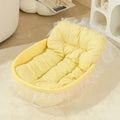 Lit pour chat Esprit Chat jaune à carreaux style princesse avec jupe en tulle et rembourrage confortable