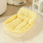 Lit pour chat Esprit Chat jaune à carreaux style princesse avec jupe en tulle et rembourrage confortable