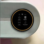 Litière pour chat Esprit Chat, entièrement fermée, avec écran tactile affichant les fonctions : nettoyage, remplacement, automatique et désodorisation.