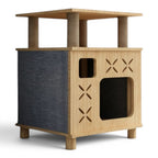 Maison pour chat Esprit Chat en bois avec deux niveaux, griffoirs en sisal et niches confortables pour le repos
