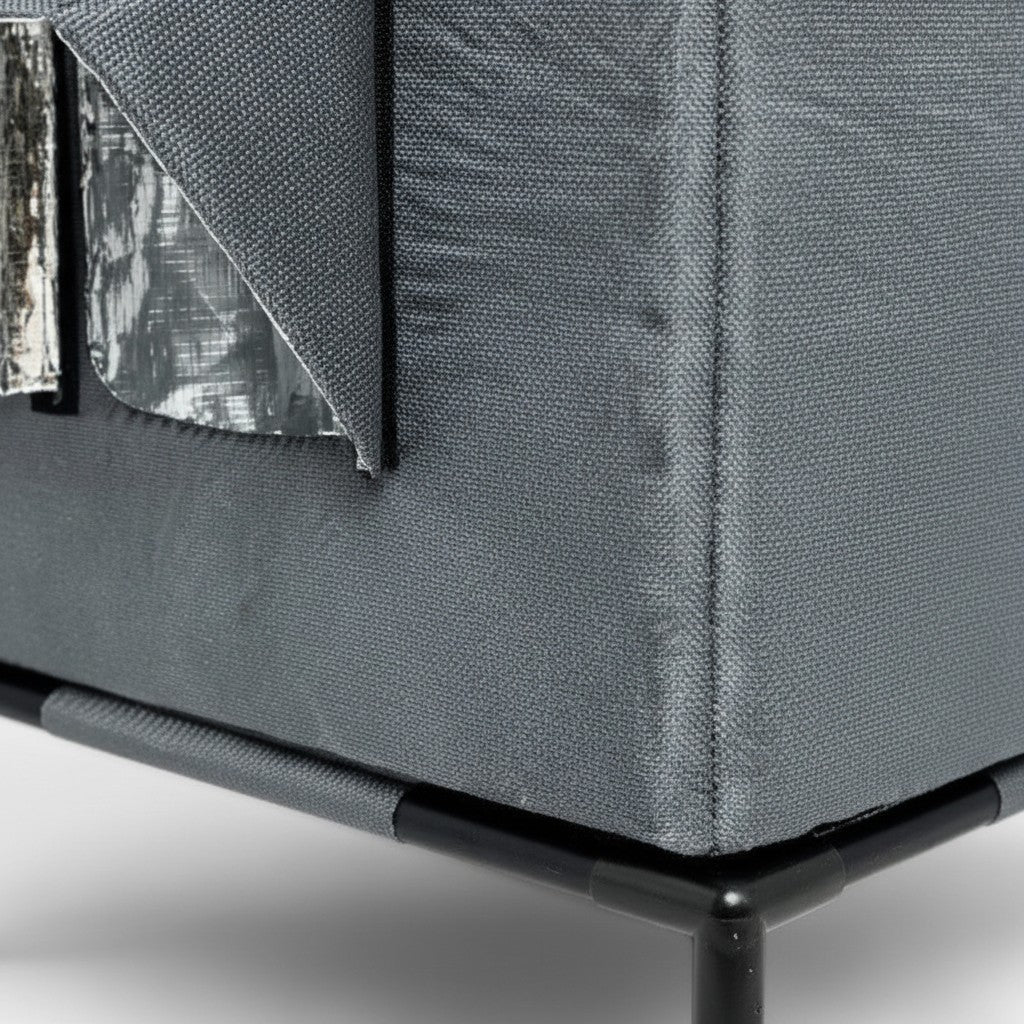 Maison pour chat Esprit Chat grise et imperméable en tissu Oxford avec structure surélevée pour l'extérieur