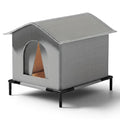 Maison pour chat Esprit Chat grise en tissu Oxford imperméable sur pieds pour usage extérieur