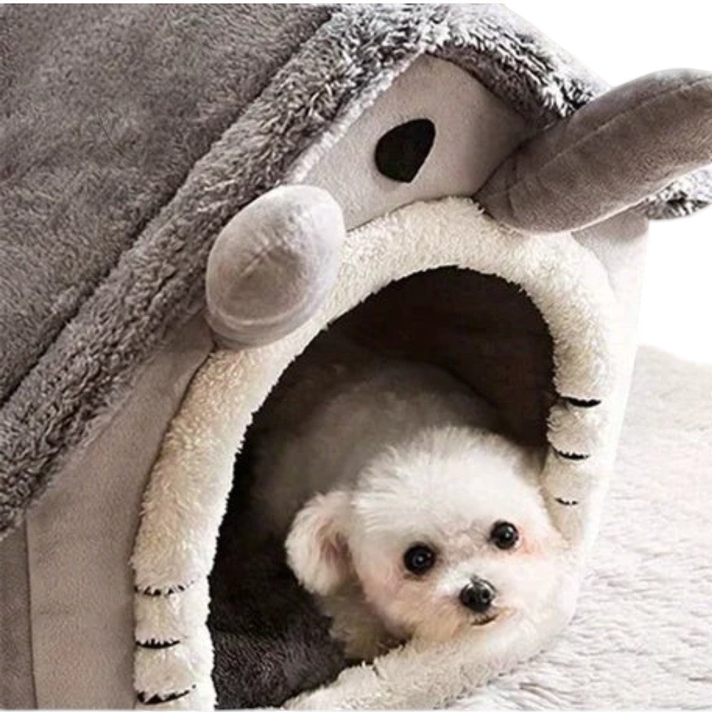 Maison pour chat Esprit Chat lavable en fibre douce et respirante, design gris confortable pour petit animal