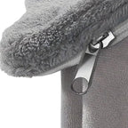 Maison pour chat Esprit Chat grise et douce, pliable et lavable avec oreilles mignonnes et fond antidérapant.