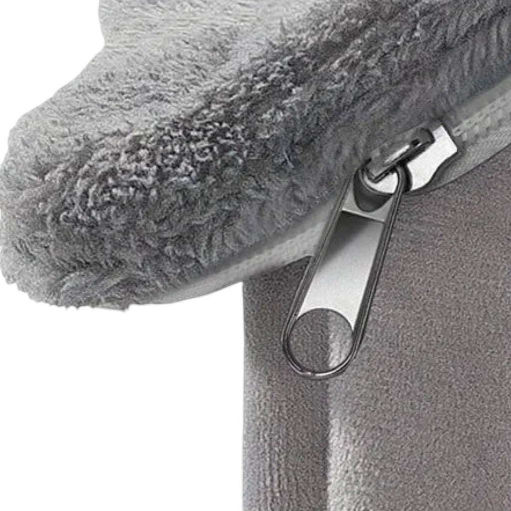 Maison pour chat Esprit Chat grise et douce, pliable et lavable avec oreilles mignonnes et fond antidérapant.