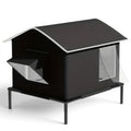 Maison pour chat Esprit Chat noire imperméable sur pieds avec fenêtre transparente pour usage intérieur ou extérieur