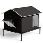 Maison pour chat Esprit Chat noire imperméable sur pieds avec fenêtre transparente pour usage intérieur ou extérieur