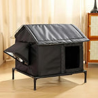 Maison pour chat Esprit Chat noire imperméable sur pieds pour usage intérieur ou extérieur