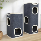 Maisons pour chat Esprit Chat en velours côtelé gris avec entrées carrées, design moderne et confortable