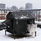 Maison pour chat Esprit Chat imperméable et isolée en tissu Oxford noir, idéale pour l'extérieur en hiver