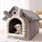 Maison Esprit Chat en polaire corail grise avec oreilles de lapin pour le confort des petits animaux