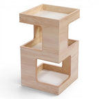 Meuble pour chat Esprit Chat en bois beige avec niches modernes et surfaces de repos pour félin