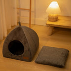 Esprit Chat mini tente pour chat en velours gris avec coussin amovible pour un couchage confortable et douillet