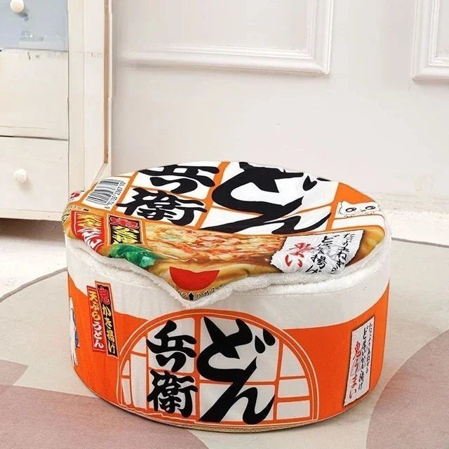 Panier pour chat Esprit Chat en coton doux, design original en forme de bol de nouilles japonaises instantanées