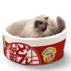 Panier pour chat Esprit Chat en coton doux, design original en forme de bol de nouilles ramen japonais